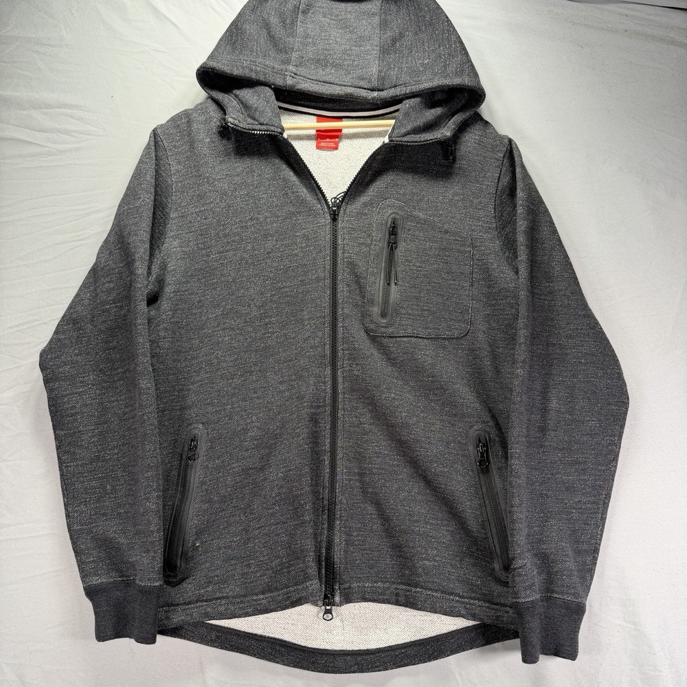 Nike Tech Hoodie Mens Medium Dark Gray Full Zip Sweatshirt Fleece Zipper Pockets